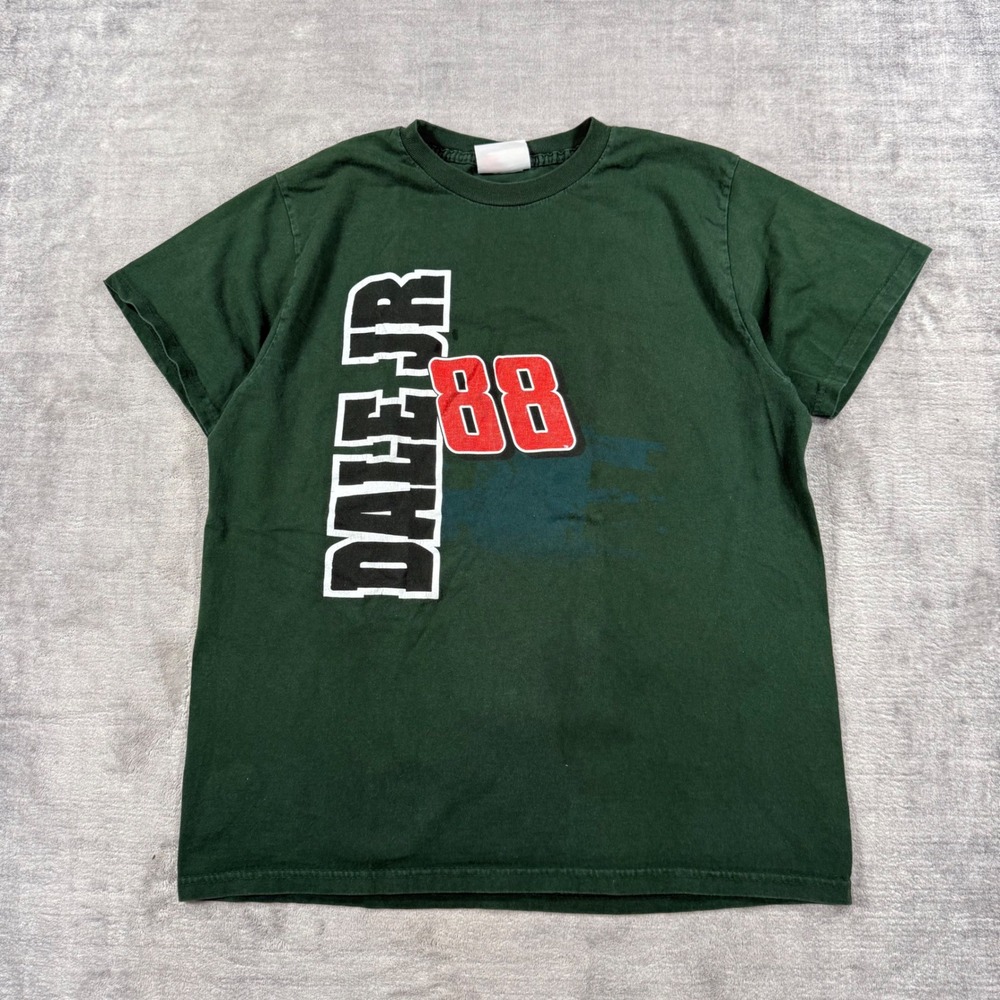 Dale Earnhardt Jr Shirt Mens Medium Green NASCAR Y2K Schedule 88 Winners Circle
